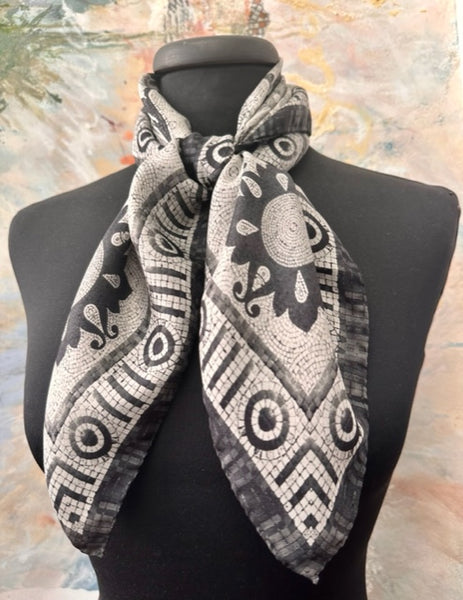 'The Dome Mono silk' Italian made 100% Silk Scarf 70cm x 70cm - The Block Collection