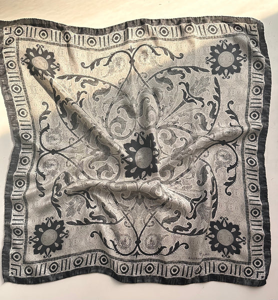 'The Dome Mono silk' Italian made 100% Silk Scarf 70cm x 70cm - The Block Collection