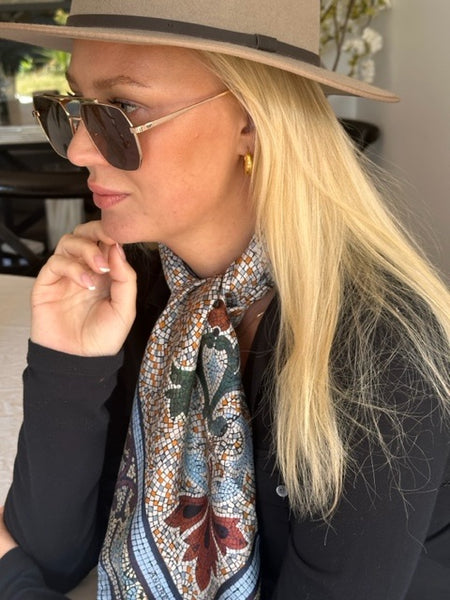 'Original Collins silk classic' Italian made 100% Silk Scarf 90cm x 90cm - The Block Collection