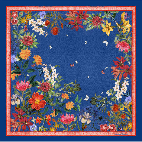 'Botanica Cornflower' CLASSIC Silk Scarf 90cm x 90cm - The Block Collection