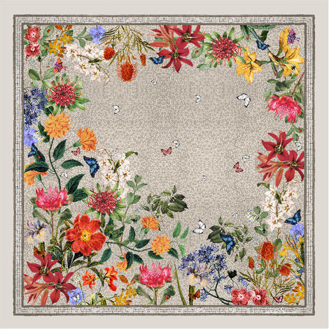 'Botanica Ecru'  CLASSIC Silk Scarf 90cm x 90cm - The Block Collection