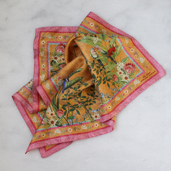'Regeneration Mango'  SMALL Silk Kerchief Scarf 53cm x 53cm - The Block Collection
