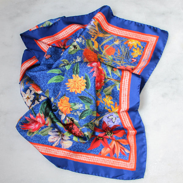 'Botanica Cornflower' CLASSIC Silk Scarf 90cm x 90cm - The Block Collection