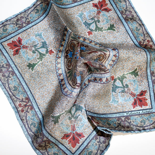 'Collins Mosaic' 100% Silk MENS pocket square 32cm - The Block Collection