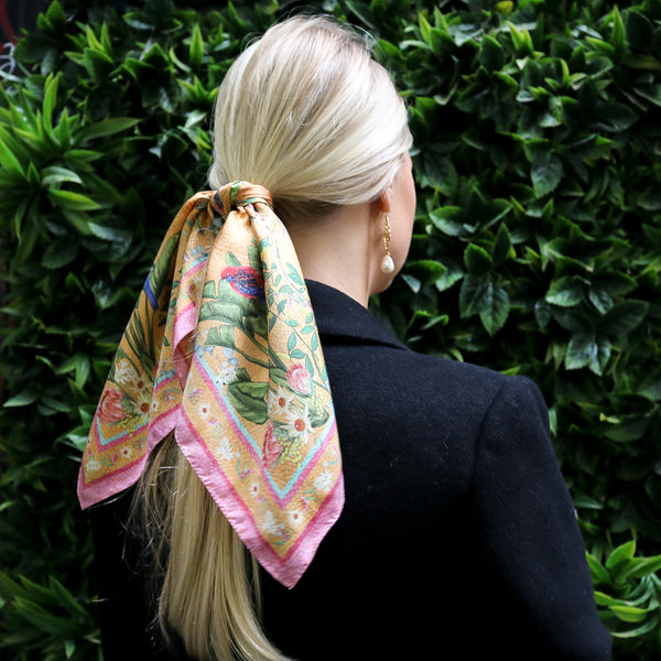 'Regeneration Mango'  SMALL Silk Kerchief Scarf 53cm x 53cm - The Block Collection