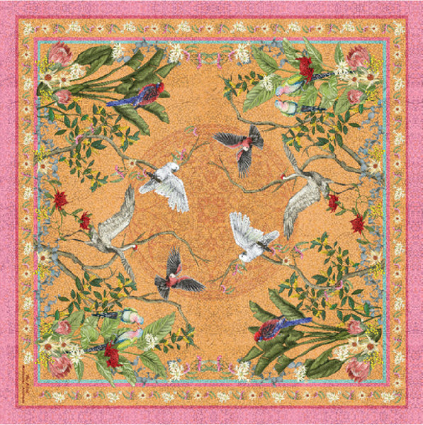 'Regeneration Mango'  SMALL Silk Kerchief Scarf 53cm x 53cm - The Block Collection