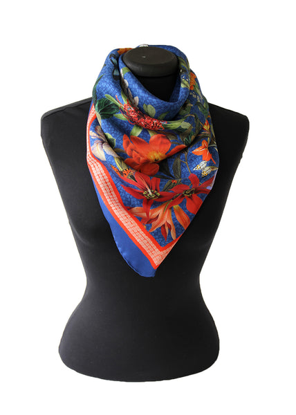 'Botanica Cornflower' CLASSIC Silk Scarf 90cm x 90cm - The Block Collection