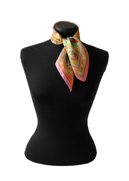 'Regeneration Mango'  SMALL Silk Kerchief Scarf 53cm x 53cm - The Block Collection