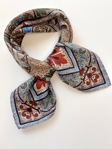'Original Collins mini scarf' Italian made small 100% Silk Kerchief neck or hair Scarf 53cm x 53cm