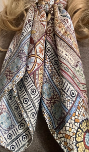 NEW BLOCK PATCHWORK 100% SILK 90 X90 CLASSIC SCARF