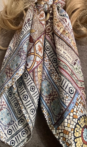 NEW BLOCK PATCHWORK 100% SILK 90 X90 CLASSIC SCARF