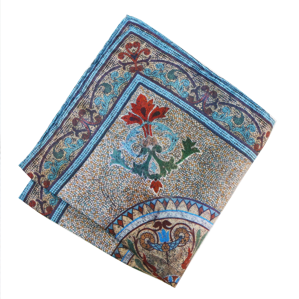 'Collins Mosaic' 100% Silk MENS pocket square 32cm - The Block Collection
